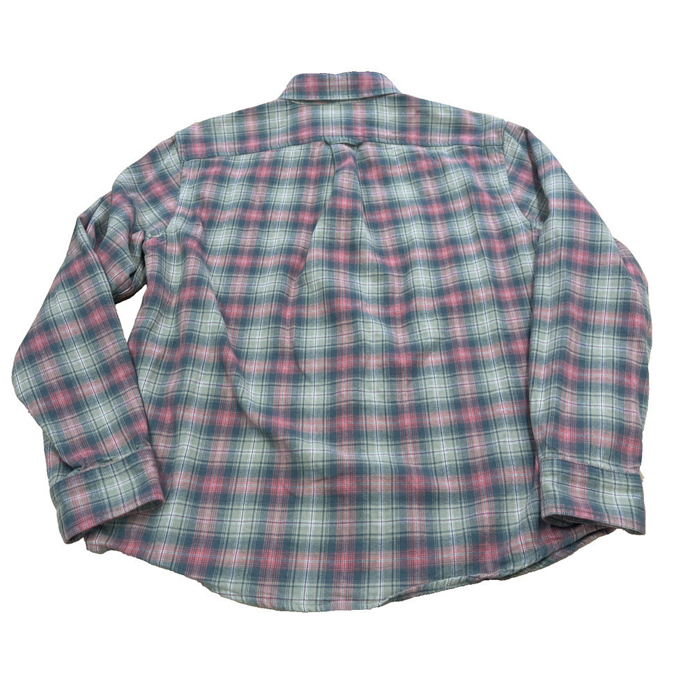 Lands End Mens Plaid Flannel Shirt Traditional Fit Size Medium Green Outdoor - Picture 4 of 12